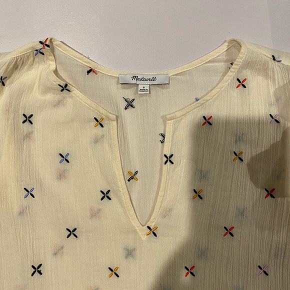 Madewell Embroidered ruffled top size S - Picture 5 of 9